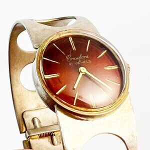 Vintage Retro Crawford Ladies 21 Jewels Silver Hinged Clamper Bracelet Watch